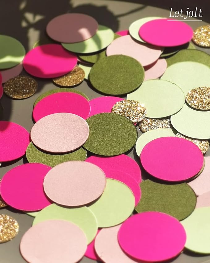 Pink Confetti Glitter Party Table Decorations Confetti Hawaii Girls Party Supplies Golden Green Scatter Paper Craft for Birthday Bridal Baby Shower Wedding Gift Circle Dots Decor 100 Pcs