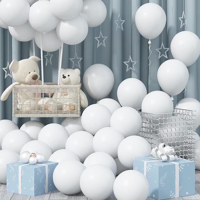 White Balloons, 30pcs - 12inch, White Matte Latex Balloons for Arch, Garland, Bouquet, Party Decorations, BLSR010