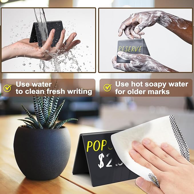 PigPotParty Acrylic Mini Chalkboard Signs for Food, 12 Pcs 4"x3" Small Food Labels for Party Buffet, Glossy Black Table Place Cards for Wedding, Elegant Event Decorations, w/ 2 Wet Erase Markers