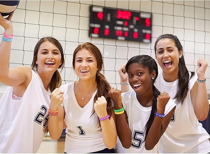 QEERBSIN Motivational Quote Bracelets- 100 Pcs Silicone Bracelets Bulk Inspirational Wristbands-Stretch Unisex Wristbands for Student Graduation Gift