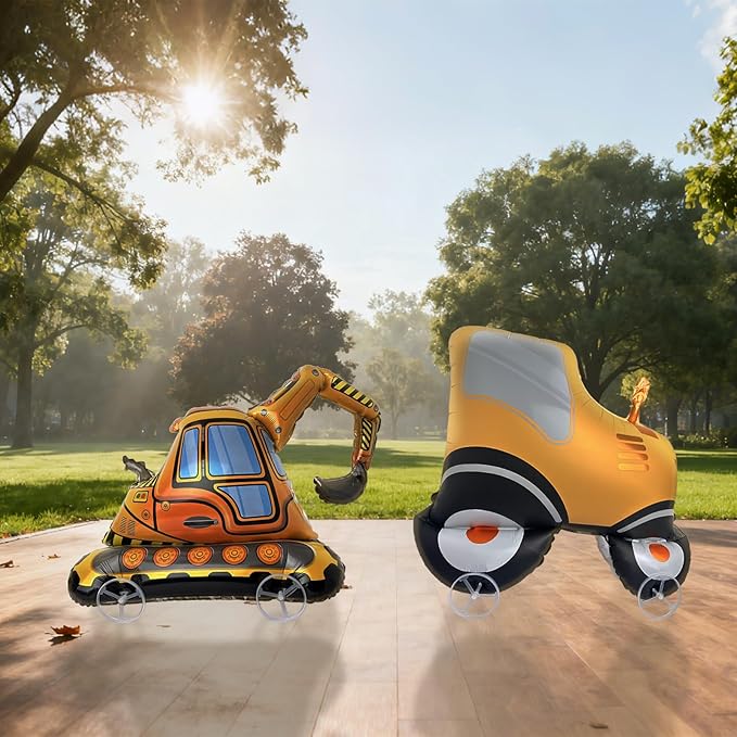 Walking Excavator Balloons, Self-Standing Large Excavator Foil Balloons for Construction Theme Party Decoration(Number 1)