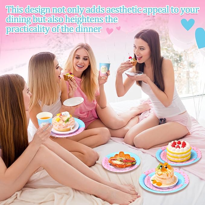 Pickmesh 400 Pcs Gender Reveal Party Supplies Include Boy or Girl Disposable Paper Plates Napkins Cups Cutlery Blue and Pink Gender Reveal Tableware Set for Baby Shower Party Decorations Serve 50