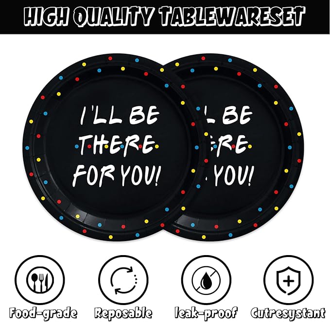 40Pcs Friend Birthday Party Decorations,I'll Be There For You Plates and Napkins Party Supplies Set for 20 Guests