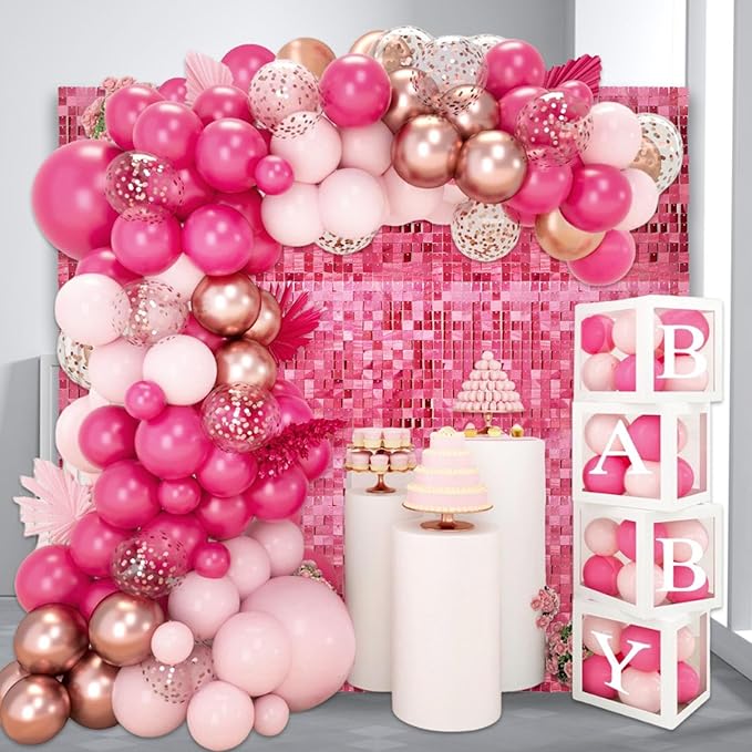 36 PCS Deep Pink Shimmer Wall Backdrop, Laser Square Sequin Photo Backdrops Panel, Glitter Wall Background for Birthdays, Weddings, Halloween, Engagements, Disco Bachelorette Party Decoration (6x6FT)