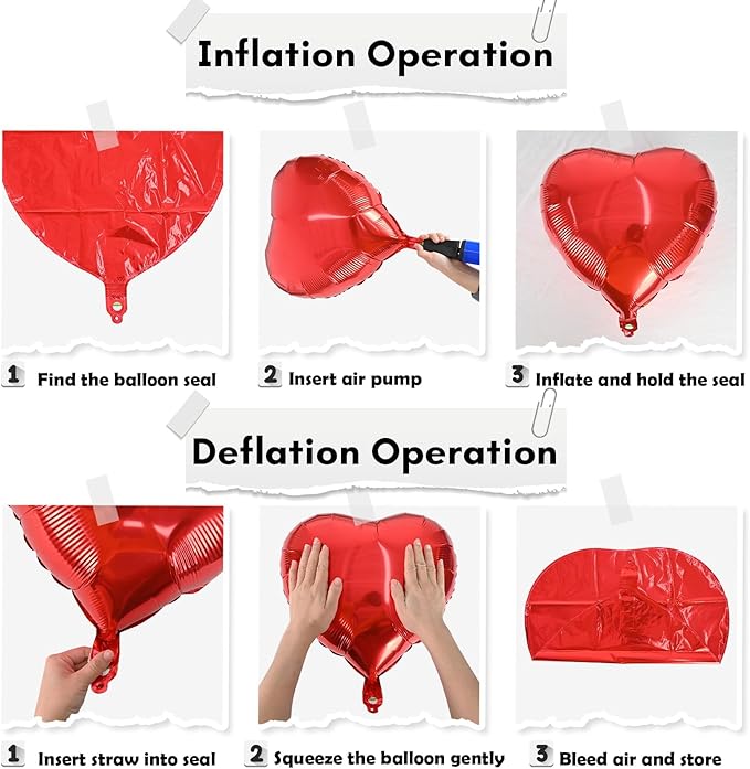 Red Silver Heart Balloons, 18 Inch Red and Silver Heart Balloons Red Silver Valentine Balloons Romantic Party Decoration Red Heart Shape Mylar Balloons for Valentines Day Birthday Wedding Pack of 10