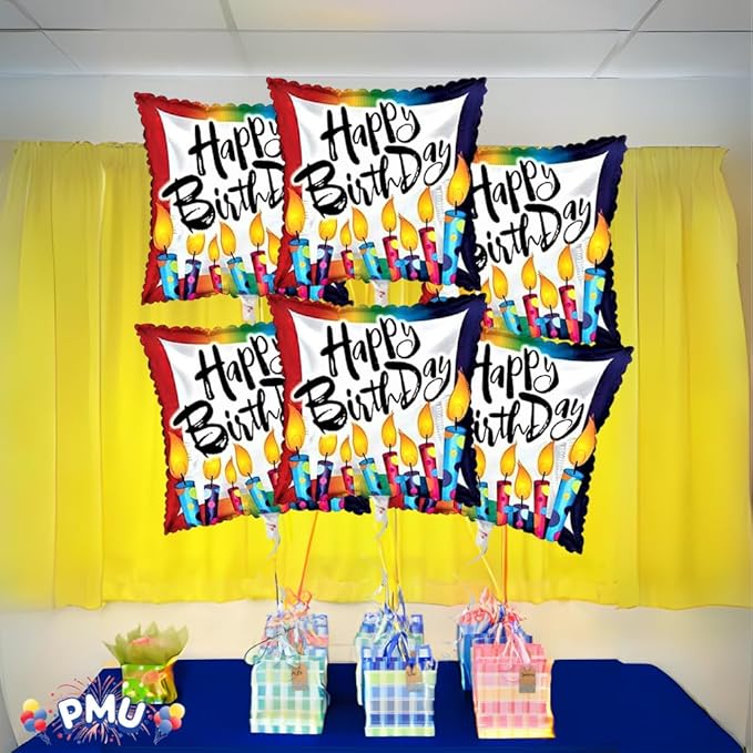 PMU Happy Birthday Polka Dot Candles 18 Inch Mylar-Foil Balloon Pkg/5