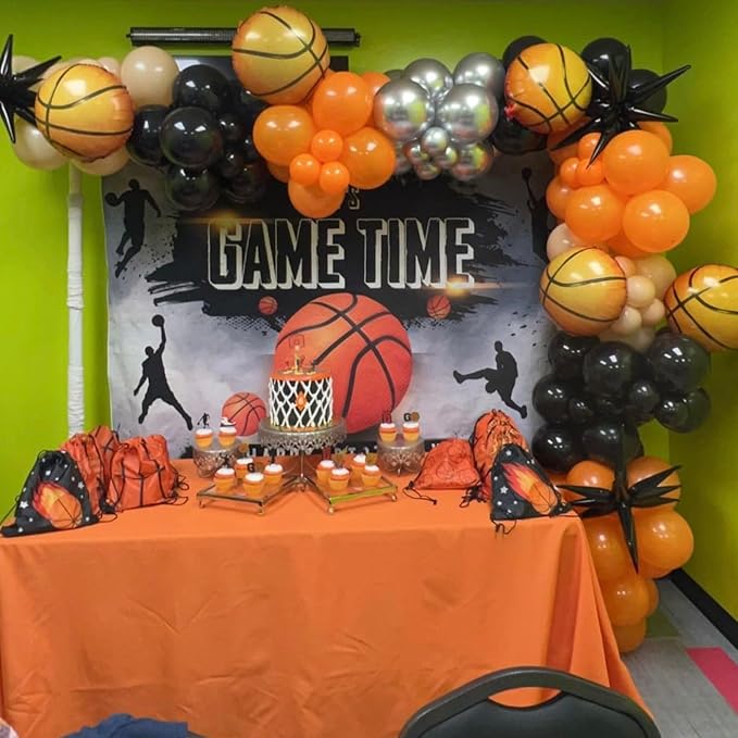 Black Orange Balloons 12 Inch Black Orange Silver Confetti Balloons Halloween Trick or Treat Balloon for Boys Men Basketball Graduation Bachelorette Baby Shower Birthday Party Decorations, 35 Pcs