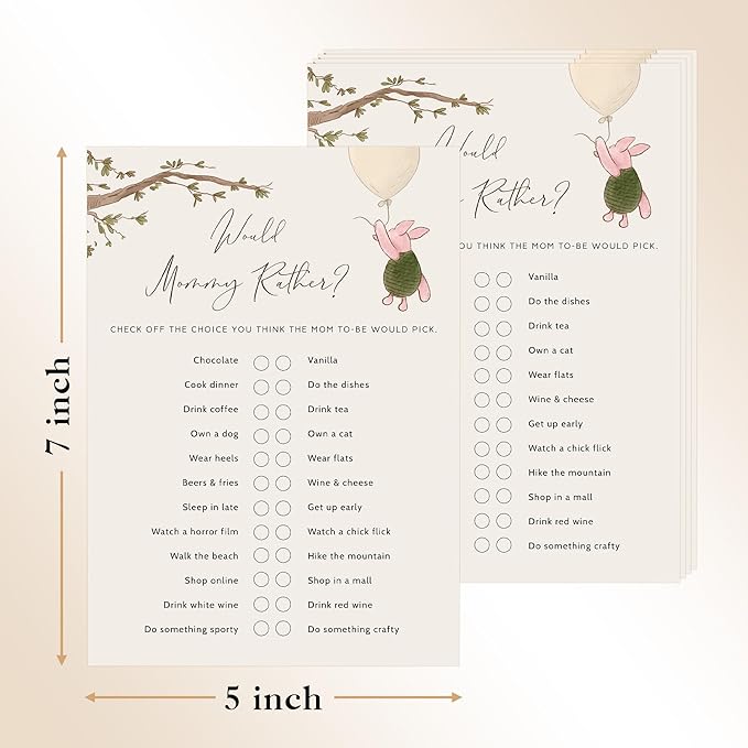 Winnie Baby Shower Games, Would Mommy Rather, Baby Shower Game Cards, Set of 30, Winnie The Pooh Party Favors, Baby Shower Party Games Supplies & Activities, Baby Shower Decorations