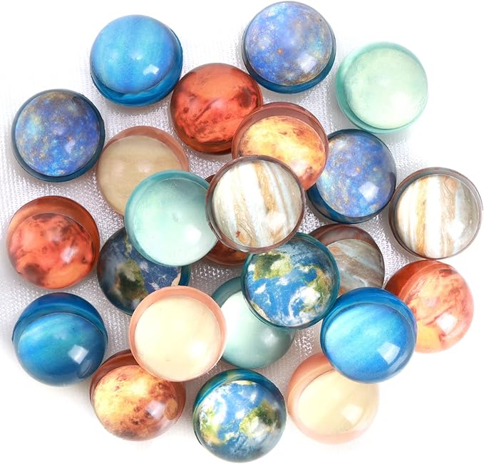 Ayfjovs 24PCS, 32mm Solar System Planets Bouncing Balls for Kids, Rubber Bounce Balls Christmas Bag Filling, Classroom Prizes, Space Party Toys