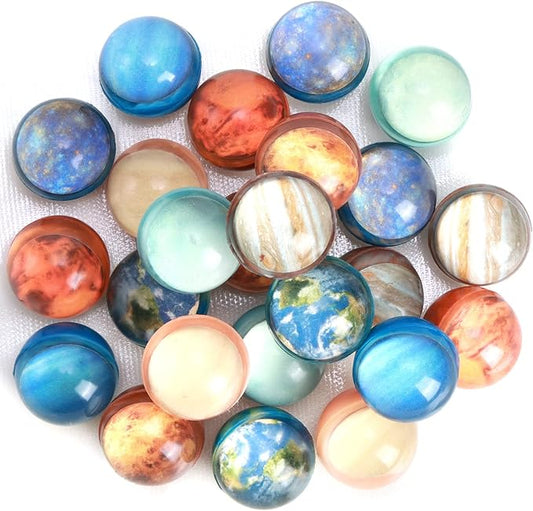 Ayfjovs 24PCS, 32mm Solar System Planets Bouncing Balls for Kids, Rubber Bounce Balls Christmas Bag Filling, Classroom Prizes, Space Party Toys
