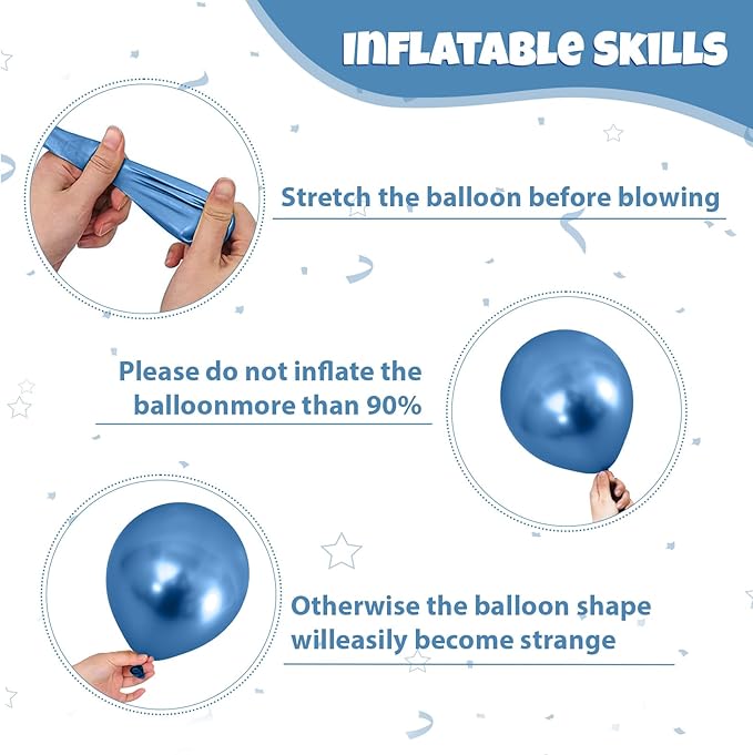 Blue and Gold Balloon, 50 Packs 12 Inch Metallic Blue Pearl Double Stuffed Blue Balloons with Gold Confetti Ballons for Birthday Party Decorations Wedding Bridal Shower Baby Shower Graduate