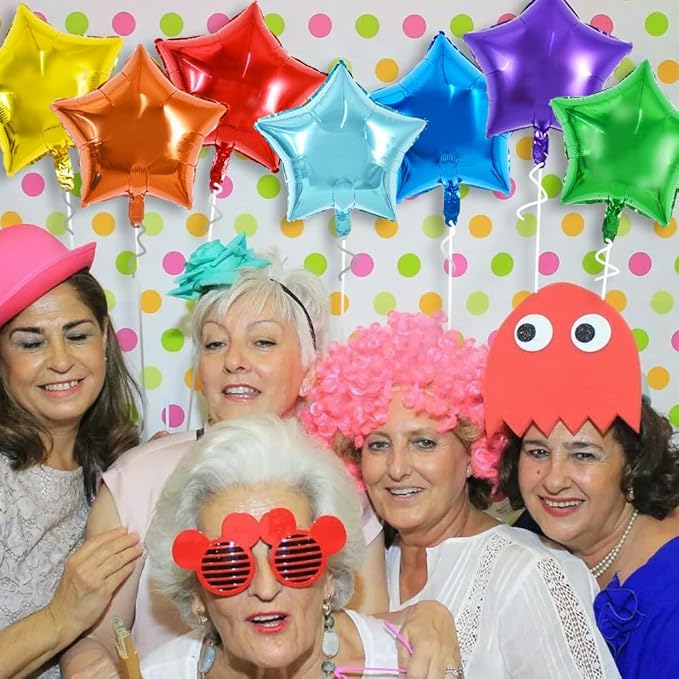 TONIFUL 30Pcs 18 Inch Large Rainbow Star Shape Foil Balloons Big Rainbow Stars Helium Mylar Ballons for Birthday Wedding Baby Shower Anniversary Engagement Party Decorations Supplies