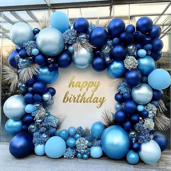 Royal Blue Balloon Garland Double Stuffed Dark Navy Blue Metallic Balloon Arch Kit for Christmas New Year Birthday Baby Shower Bridal Shower Wedding Graduation Party Decorations