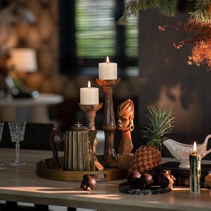 White Flameless Candles Set of 3 (3"x3") Battery Operated LED Pillar Candles with Remote and Timer, Real Wax Flickering Candles for Fireplace Bedroom Living Room Home Decor and Indoor Use