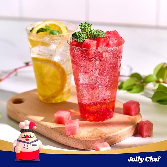 JOLLY CHEF 14 oz 200 Pack Gold Plastic Cups, Gold Glitter Heavy-Duty Disposable Cups Party Cups Tumblers, Ideal for Thanksgiving Wedding & Party