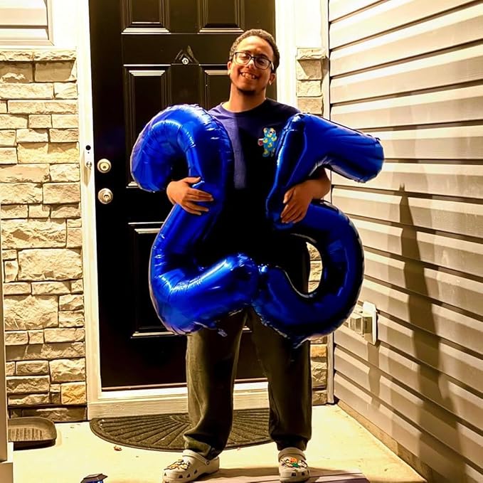 Night Blue Number 9 Balloon 40 Inch, 9th Birthday Party Decorations for Children, Giant 9 Foil Balloon for Party Supplies