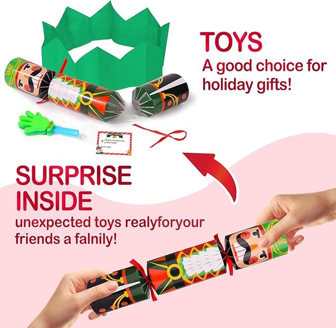 12 Pack Christmas Party Table Favors for Kids & Adults, Holiday Xmas Party Favors Holiday Dinner Table Gifts with Hats, Jokes & Surprise Toys, Christmas Party Supplies for Family Office Classroom