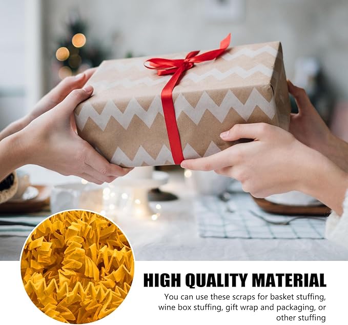1 LB Golden Yellow Crinkle Cut Paper Shred Filler Great for Gift Wrapping, Basket Filling, Birthday, Wedding, Halloween, Thanksgiving, Christmas Day, New Year Party Decorations Filling Supplies