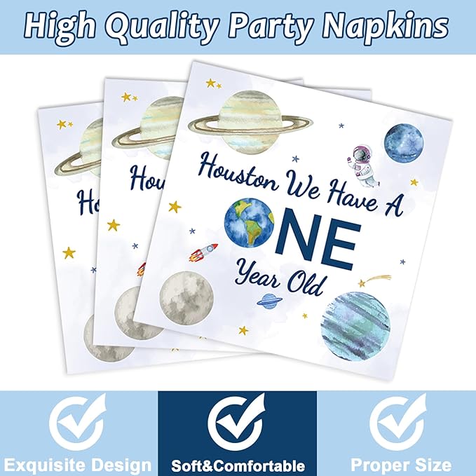 96 Pieces Outer Space 1st Party Plates We Have a One Year Old Theme Party Decorations Space Paper Plates and Napkins First Trip Around The Sun Disposable Dessert Tableware Set Supplies 24 Guests