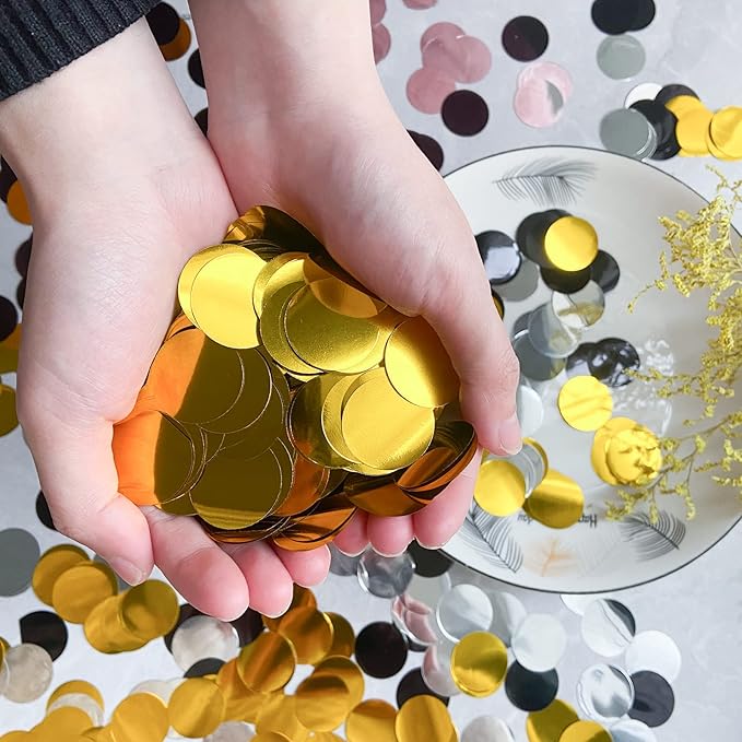 Gold Confetti 5000 Pieces 1 Inch Table Confetti Glitter Dots for Wedding Baby Shower Birthday Party Table Decorations(1.76 OZ)