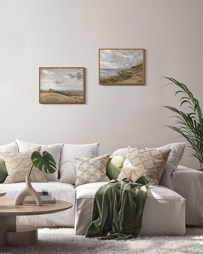 InSimSea Framed Canvas Wall Art Vintage Decor, Coastal Wall Art Seaside Landscape Paintings, Rustic Farmhouse Wall Decorations for Living Room Office Bedroom Decor, 11"x14"