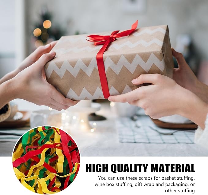 1 LB Red Geen Gold Crinkle Cut Paper Shred Filler Great for Gift Wrapping, Basket Filling, Birthday, Wedding, Halloween, Thanksgiving, Christmas Day, New Year Party Decorations Filling Supplies
