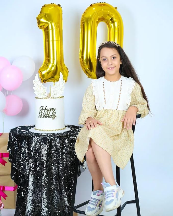 10 Balloon Number, Gold Number 10th Birthday Balloons 40 Inch, 10 Years Old Gold Birthday Decorations for Boys Girls, 10th Anniversary Decorations