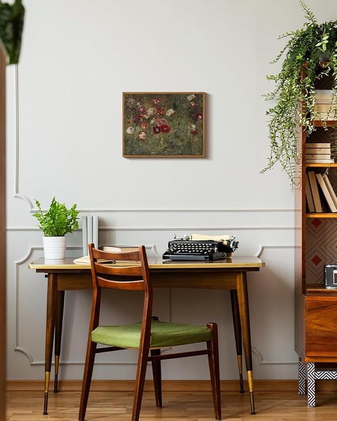 InSimSea Framed Canvas Wall Art Vintage Decor, Classical Flower Paintings Vintage Wall Art for Living Room, Retro Nature Floral Art Work Wall Decorations for Bedroom Home, 11"x14"