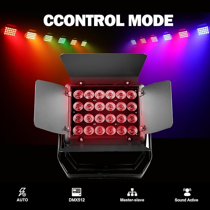 Par Light 300W LED Stage Lights IP65 Waterproof Outdoor RGBWAUV 6in1 Uplights DMX512 Strobe Wash Light Sound Activated for Outdoor Show Christmas Party Wedding