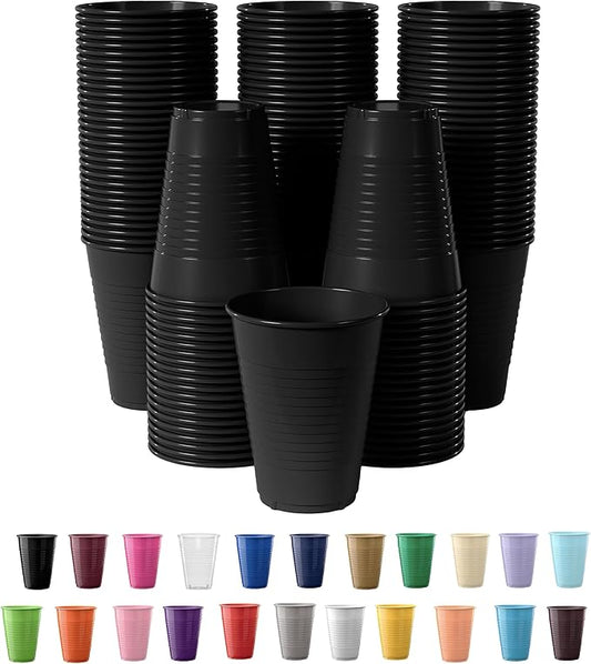 Exquisite Party Solids 12 Oz Black Plastic Cups For Party Supplies 50 Pack | Black Disposable Cups Plastic | Disposable Drinkware For Parties, Events & Everyday