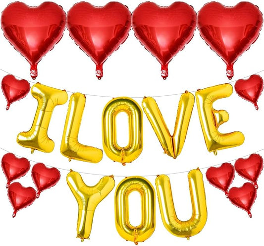 I Love You Balloons and Red Heart Balloons Kit Red Valentines Day Decorations Love Balloons for for Valentines Day Bridal Shower Wedding Romantic Special Night Party Supplies Decorations