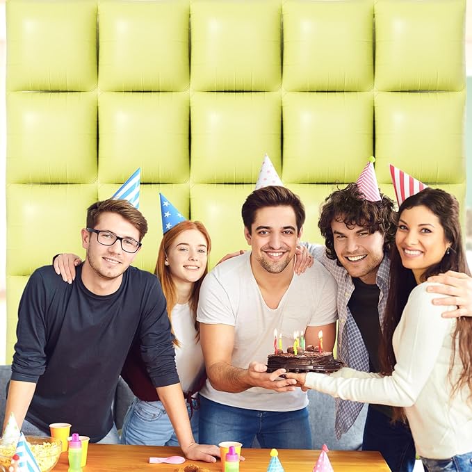 NISOCY 25PCS Yellow Square Foil Balloons Wall Backdrop Double Sided Pastel Yellow Balloons Arch Kit for Birthday Baby Bridal Shower Gender Reveal Easter Wedding Anniversary Party Decorations