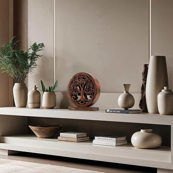 Decozen Solid Wood Tree Sculpture - Home Decor, Living Room, Boho, Coffee Table, Centerpiece Table Decorations, Mantle, Dining Table Centerpiece, Bathroom Shelf, Farmhouse, Christmas Decorations