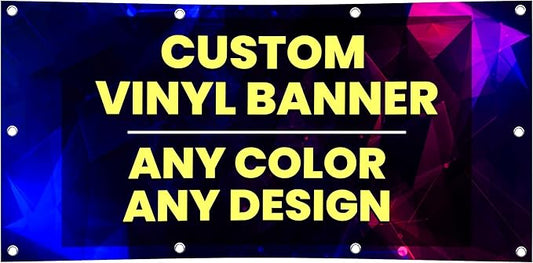 Personalized Custom Vinyl Banner Printing Indoor or Outdoor use Printed Business Event Birthday Party Large Custom Vinyl banner for Party Decoration Factory of Stickers (4'x7')
