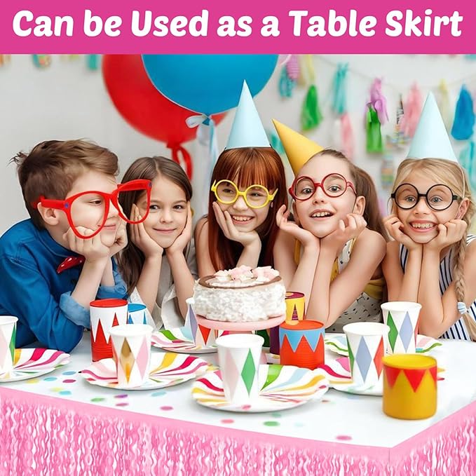 6 Pack 10 Feet Macaron Pink Wave Foil Fringe Garland Metallic Tinsel Streamers Banner Wall Hanging Curtain Backdrop for Parade Floats, Mother's Day, Easter, Wedding, Birthday Party Decoration