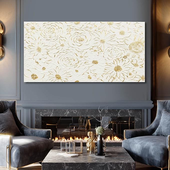 YJYart Line Canvas Wall Art Flower Wall Decor Modern Paintings 29"x58" Wall Decorations for Living Room Large Artwork for Kitchen