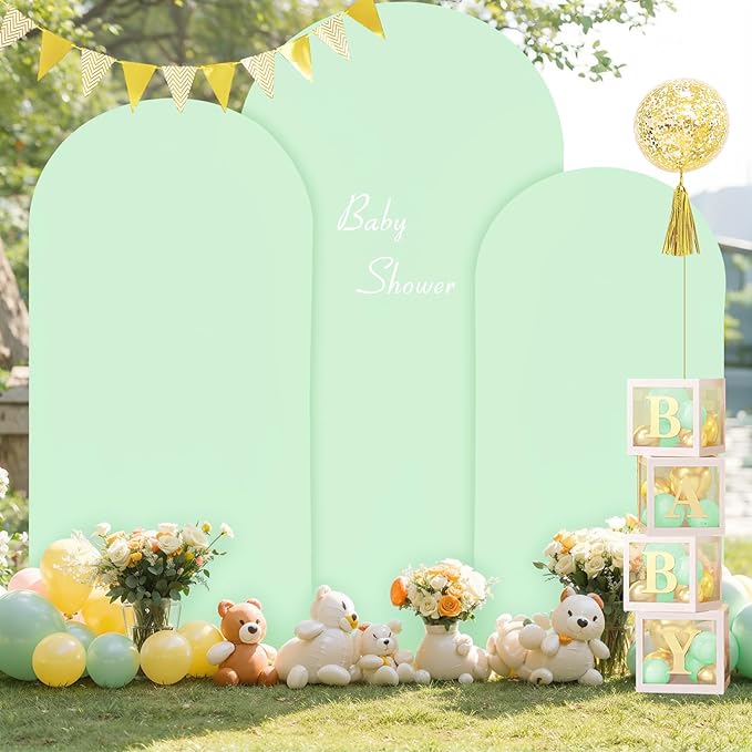 (7.2FT, 6.6FT, 6FT) Wedding Arch Cover Set of 3 Sage Green Spandex Fitted Arch Cover for Round Top Chiara Backdrop Stand Covers for Birthday Party Banquet Photo Background Decoration