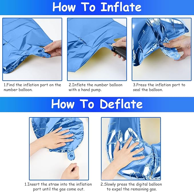 Blue Number 9 Balloons, 40 Inch 9th Birthday Foil Balloon for Boys, Giant Self Inflating Helium Mylar Foil Number Balloons 0-9 for Men 9th Anniversary Graduation Birthday Party Decorations Supplies