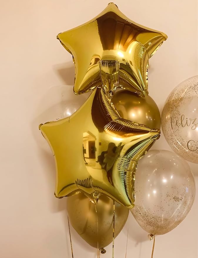20Pcs Gold Star Balloons Foil Balloons,18Inch Large Star Shaped Balloon Mylar Star Helium Balloon for New Year Birthday Wedding Baby Shower Magical Prom Anniversary Party Decorations