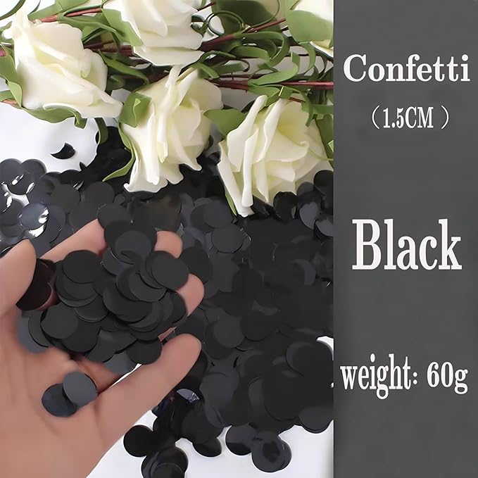Black Metallic Foil Confetti 8000 Pcs Shiny Round Table Confetti for Fill Balloon Wedding Graduation Party Decorations,60g of pack