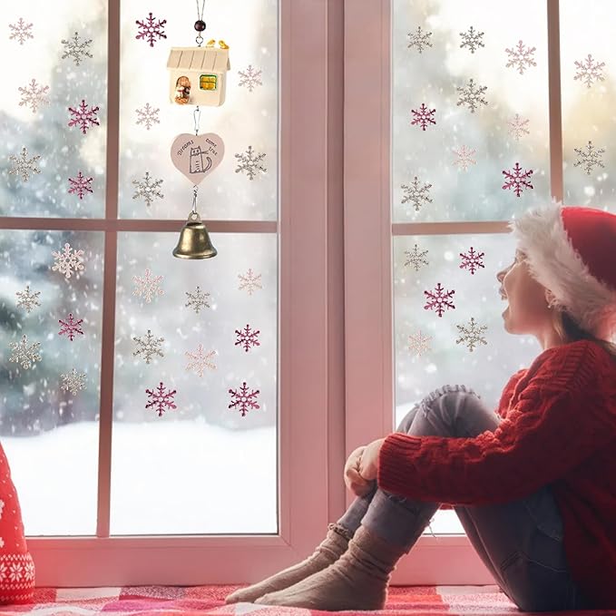 Christmas Snowflake Confetti Decorations,1200Pcs Pink White Silver Confetti Snow Party Pack for Christmas Winter Wonderland Table Centerpieces Wedding Birthday Baby Shower DIY Projects Decorations