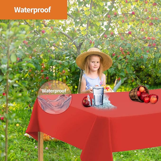 Party Dimensions Red Tablecloth Disposable Plastic Table Cover for Rectangle Tables (12 Pack) Premium Plastic Table Cloths for Parties, Events & Weddings, Indoors/Outdoors, 54"x108"