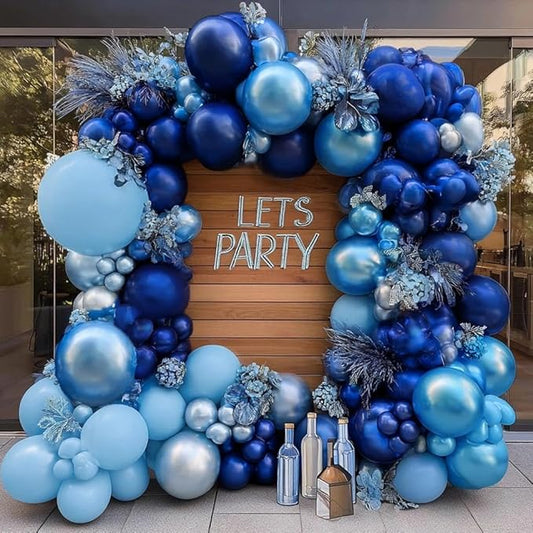 Royal Blue Balloon Garland Double Stuffed Dark Navy Blue Metallic Balloon Arch Kit for Christmas New Year Birthday Baby Shower Bridal Shower Wedding Graduation Party Decorations