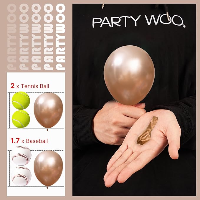 PartyWoo Metallic Rose Gold Balloons 50pcs 5 Inch Chrome Champagne Gold Latex Balloons for Wedding Baby Shower Birthday Anniversary Bachelorette Bridgerton Floral Party Decorations Rose Gold-G112