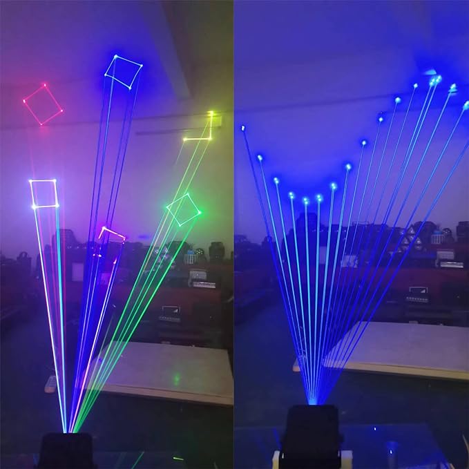 JUNMAN 2W 2000mw RGB Full Color Animation Stage Effect Light DJ Disco Stage Beam Lights for Party Wedding Event Lighting Show