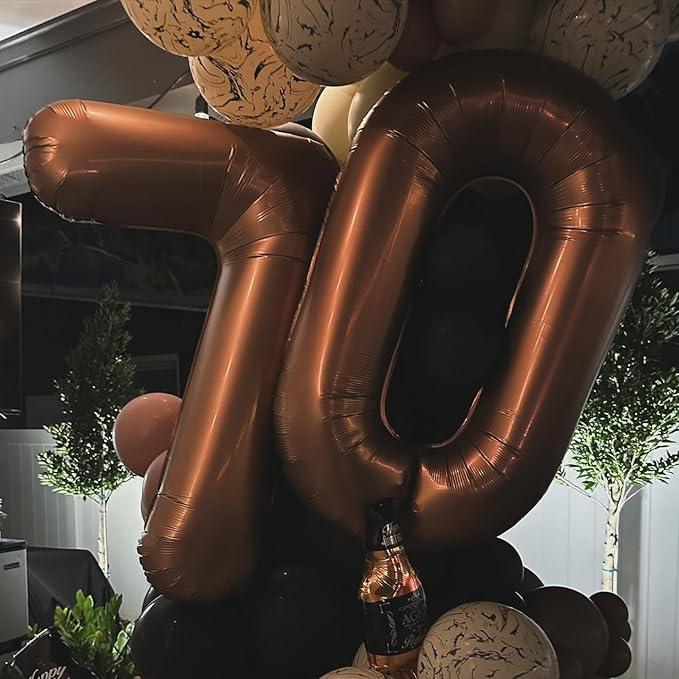 10 Balloon Number, Coffee Brown Number 10th Birthday Balloons 40 Inch, 10 Years Old Coffee Brown Birthday Decorations for Boys Girls, 10th Anniversary Decorations