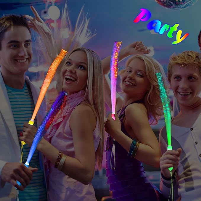 25 Pcs Glow Fiber Wand Sticks, Glow Sticks,Glow in the Dark Party Supplies,3 Models Flashing Sticks, Fiber Optic Wands Fit Christmas New Years Eve Wedding Birthday Easter valentine's day