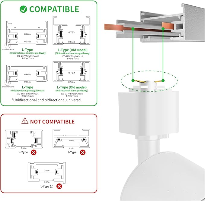 10W LED Track Lighting Heads – L-Type Adjustable Ceiling Spotlights, 3000K/4000K/5700K, Flicker-Free CRI90+ (6-Pack) – White Track Light Fixtures for Accent, Task & Art Lighting