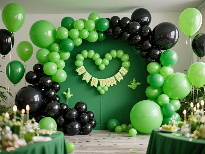 Black Balloons 145pcs Different Sizes 5in 10in 12in 18in Shiny Metallic Black Latex Balloon Arch Kit Garland for Graduation Halloween Baby Shower Birthday Party Decoration