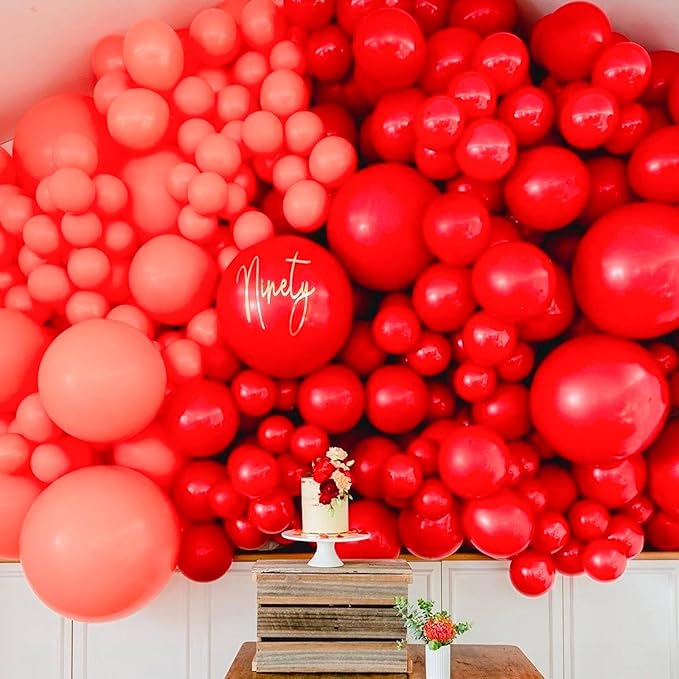 PartyWoo Red Balloons, 100 pcs Matte Balloons Different Sizes Pack of 36 Inch 18 Inch 12 Inch 10 Inch 5 Inch Latex Balloons for Balloon Garland or Balloon Arch as Party Decorations, Red-Y57